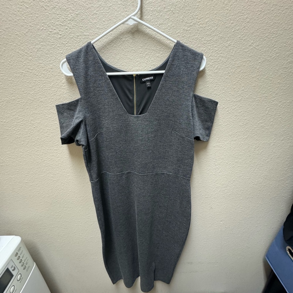 Express Gray Cold Shoulder Dress